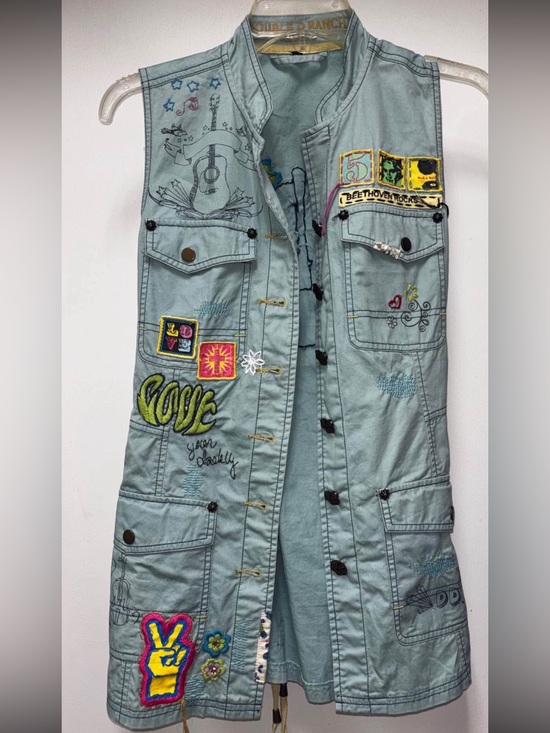 Double D Ranch Jackets & Blazers - Double D Ranch Roll over Beethoven Vest embroidered flowers guitar boho festival
